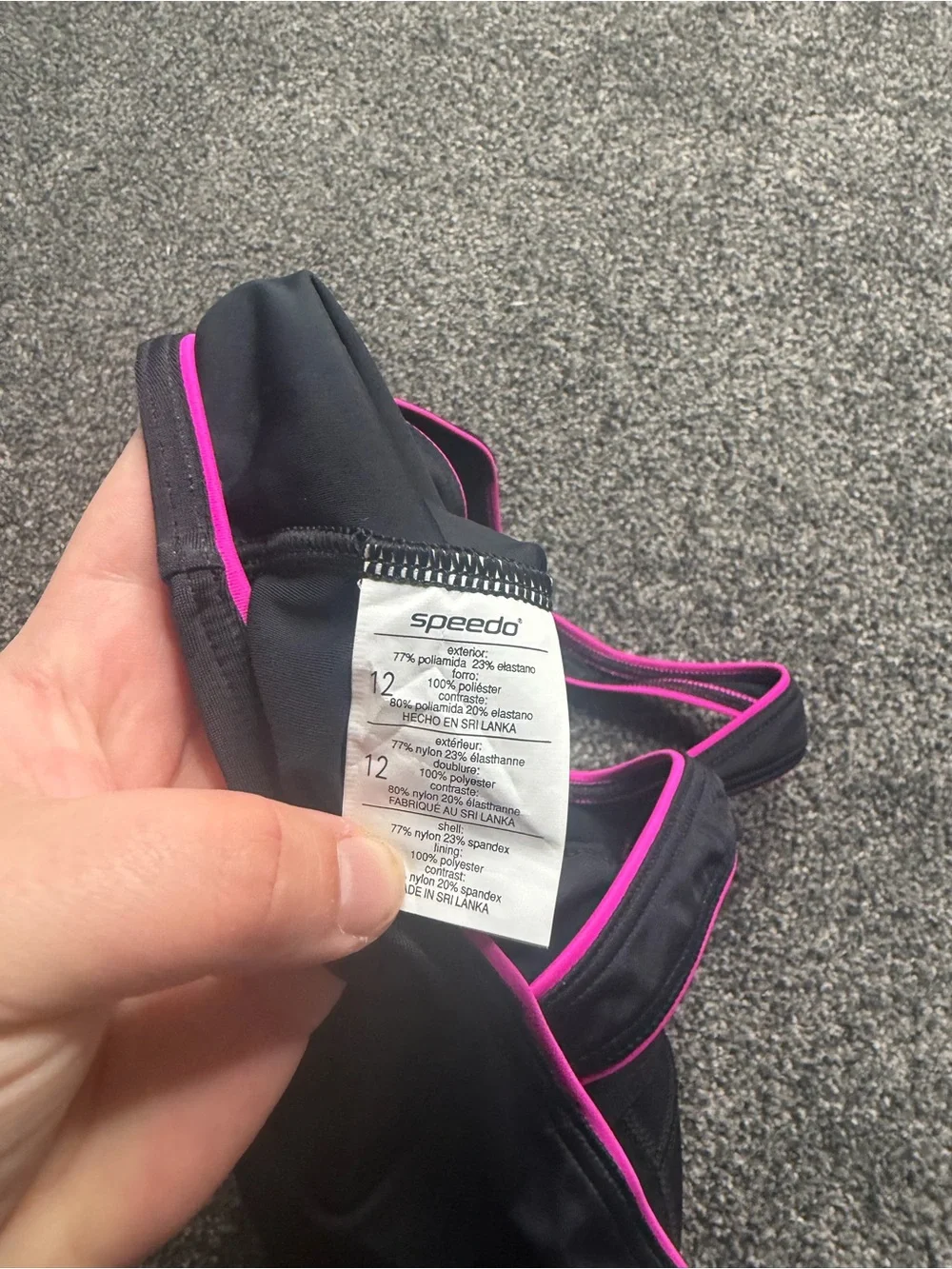 Speedo Black One Piece Swimsuit Pink Trim Women’s Size 12 Athletic Swim Suit - Picture 4 of 6
